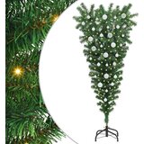 vidaXL Obrnuto umjetno božićno drvce s setom kuglica Zelena 150 cm PVC | shoptok.hr