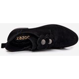 Zazoo Suede Women's Loafers with Decorative Flowers 3080 Black | Shoptok.si