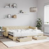  Dnevni krevet na razvlačenje s ladicama krem 80x200 cm tkanina | shoptok.hr