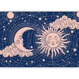  Foto tapeta - Cosmic Harmony - Illustration of the Sun and Moon on a Navy Background 98x70 Samoljepljiva | shoptok.hr