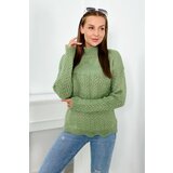 Kesi Sweater with decorative ruffle dark mint Cene
