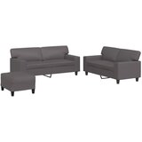  3-dijelni set sofa s jastucima sivi od umjetne kože | shoptok.hr