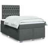 vidaXL Box spring postelja z vzmetnico temno siva 120x200 cm blago | Shoptok.si
