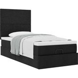vidaXL Otomanski posteljni okvir z vzmetnico črn 100x200 cm blago | Shoptok.si