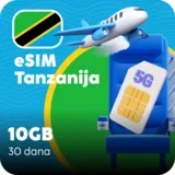 Tanzanija eSIM kartica - 10GB prepaid mobilnih podataka za 30 dana