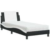 vidaXL Postelja z vzmetnico črna in bela 90x190 cm umetno usnje, (21112005) | Shoptok.si