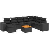 Maison Chic Seti vrtnega pohištva - Vrtna garnitura - Vrtni pohištvo set 9-delna z blazinami črn poli ratan, (21805197) | Shoptok.si