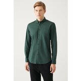 Avva Men's Khaki Button Collar 100% Cotton Slim Fit Slim Fit Shirt cene