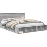  Krevetna konstrukcija s policom Siva Sonoma 200 x 200 cm | shoptok.hr