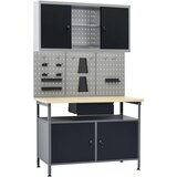 vidaXL delovna klop s tremi stenskimi paneli in eno omarico Cene
