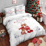 XMAS OBOJESTRANSKA POSTELJNINA Christmas Collection 140/200 cm saten rdeča, bela | Shoptok.si