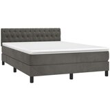  Box spring postelja z vzmetnico temno siva 140x200 cm žamet, (20725863) | Shoptok.si