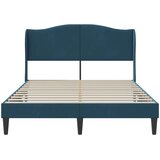  Krevetna konstrukcija s uzglavljem Plava 160 x 200 cm Baršun | shoptok.hr