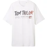 TOM TAILOR Men + Majica rjasto rjava / črna / bela