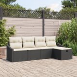vidaXL 5-delni vrtni kavč set z blazinami črnega poli ratana | Shoptok.si