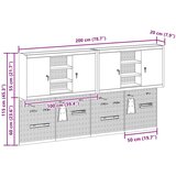  Set Alatnog Ormarića i Ploče s Kuka 4 Dijela Montirano na Zidu Crveni Metal | shoptok.hr