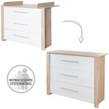 Roba Bela/v naravni barvi nizka otroška komoda v hrastovem dekorju s previjalnim pultom 112x98 cm – | Shoptok.si