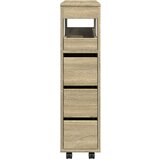  Uski kupaonski ormarić s kotačima boja hrasta konstruirano drvo | shoptok.hr