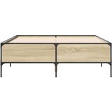 vidaXL Posteljni okvir sonoma hrast 160x200 cm inž. les in kovina, (21111826) | Shoptok.si