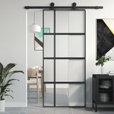 vidaXL Klizna vrata crna 90 x 205 cm od kaljenog stakla i aluminija | shoptok.hr