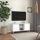 vidaXL TV omarica s trdnimi lesenimi nogami bela 103,5x35x50 cm Cene