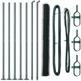 vidaXL šesterokotna ograja Zelena 1,5x10 m Jeklo, Ograjne stebri z osnovnimi ploščami 7 kos Ø32mm 83,5cm Galvanizirano jeklo Cene