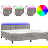  Box spring postelja z vzmetnico LED svetlo siva 200x200cm žamet, (20789913) | Shoptok.si