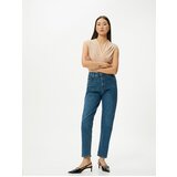 Koton High Waist Mom Jeans with Flexible Pockets, Slim Fit Cotton - Slim Mom Jean Cene