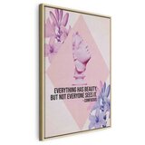  Slika - Beauty in the Eyes - Inspirational Quote with Pink Bust and Flowers 80x120 U prirodnom drvenom okviru | shoptok.hr