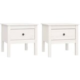 vidaXL Stranske mizice 2 kosa bele 50x50x49 cm trdna borovina, (20715467) Cene