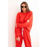 Kesi Włoski Ladies' set with a loose sweatshirt and pants with the word LOVE red Cene