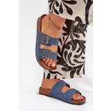 EVENTO Ladies Slippers On Cork Platform With Buckles Dark Jeans Vesina Cene