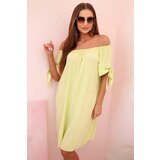 Kesi Włoski Women's viscose dress with tied sleeves pistachio Cijene