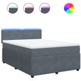 vidaXL Box spring postelja z vzmetnico temno siva 160x200 cm žamet, (21306222) Cene