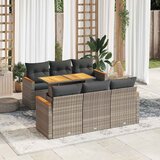 vidaXL 7-dijelni set vrtnih sofa poliratan i bagrem s jastucima sivi Cijene