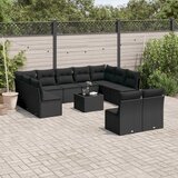  12-dijelni set vrtnih sofa od poliratana s jastucima crni | shoptok.hr