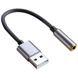 INF 0,2 m USB-3,5 mm avdio kabel, združljiv z računalniki, slušalkami in mikrofoni - siv pleten dizajn, (5000075401) | Shoptok.si