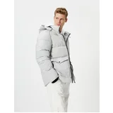 Koton Puffer Jacket Hooded Print Detailed Double Pocket Zippered