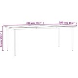  Vrtni blagovaonski stol crni 200x100x74 cm čelik i kaljeno staklo | shoptok.hr
