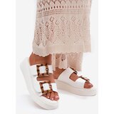 Boto Eco Leather Women's Platform Sandals With Buckles White Xanivia | ePonuda.com