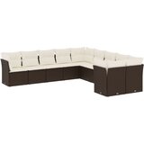  10-dijelni set vrtnih sofa od poliratana s jastucima smeđi | shoptok.hr