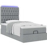 vidaXL Otomanski posteljni okvir z vzmetnico siv 90x200 cm blago | Shoptok.si