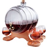  Staklena bačva 10L prozirna sa drvenim postoljem, slavinom i čašama za vino | shoptok.hr