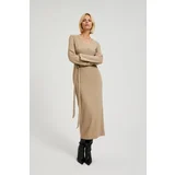 Moodo Women's ribbed midi dress - beige