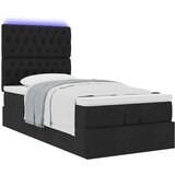vidaXL Otomanski posteljni okvir z vzmetnico črn 80x200 cm blago | Shoptok.si