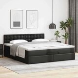 vidaXL Otomanski posteljni okvir z vzmetnico črn 180x200 cm um. usnje | Shoptok.si