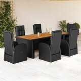  7-dijelni vrtni blagovaonski set s jastucima crni od poliratana | shoptok.hr