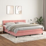 The Living Store Box spring postelja z vzmetnico roza 180x200 cm žamet - Box Spring Postelja, (21488664) Cene