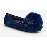 Kesi Women's loafers with fur Blue Novas Cene