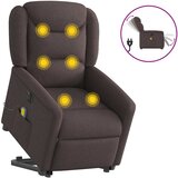 vidaXL Električni masažni naslanjač s funkcijo vstajanja temno rjav, (21824553) | Shoptok.si